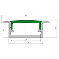 Perfil 2 Metros tira led empotrable